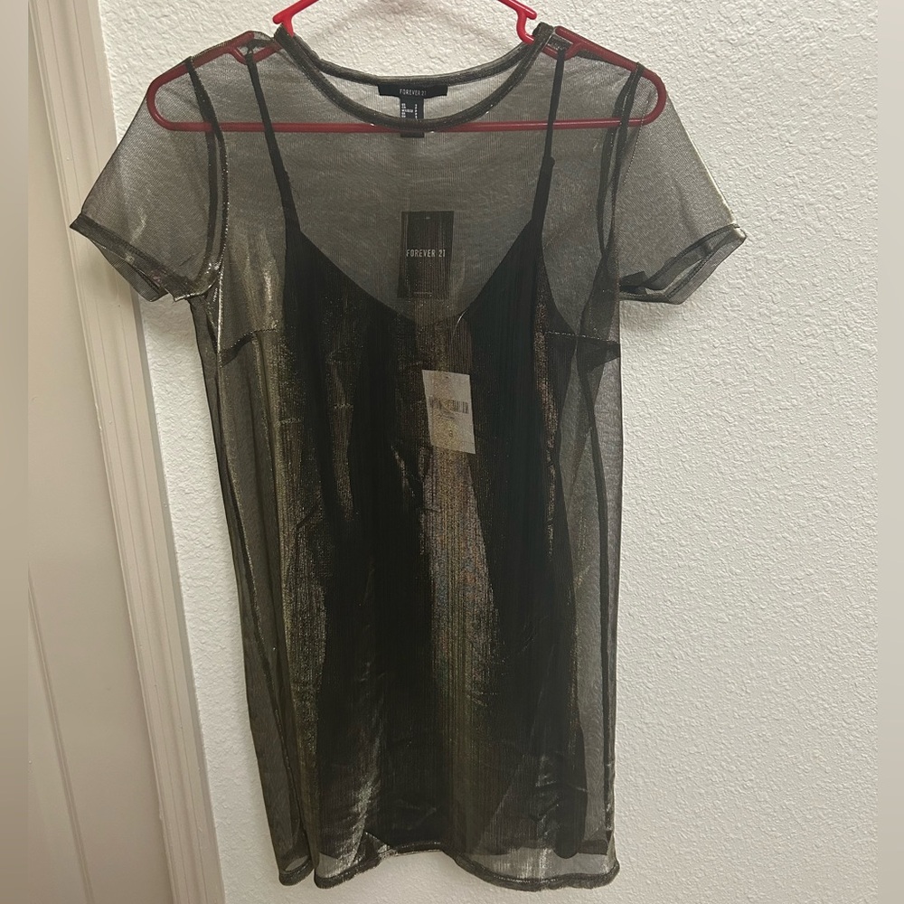 NWT Forever 21 Metallic T-Shirt Dress